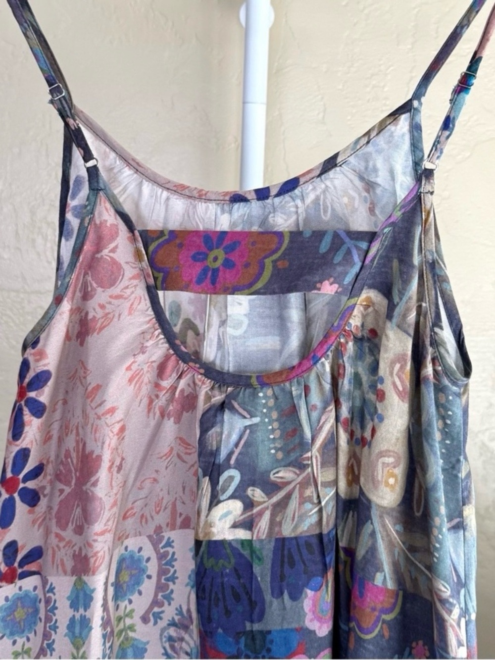 Natural Life Lizzie Midi Dress Blue Patchwork Boho Floral Medium NWT - Picture 6 of 9